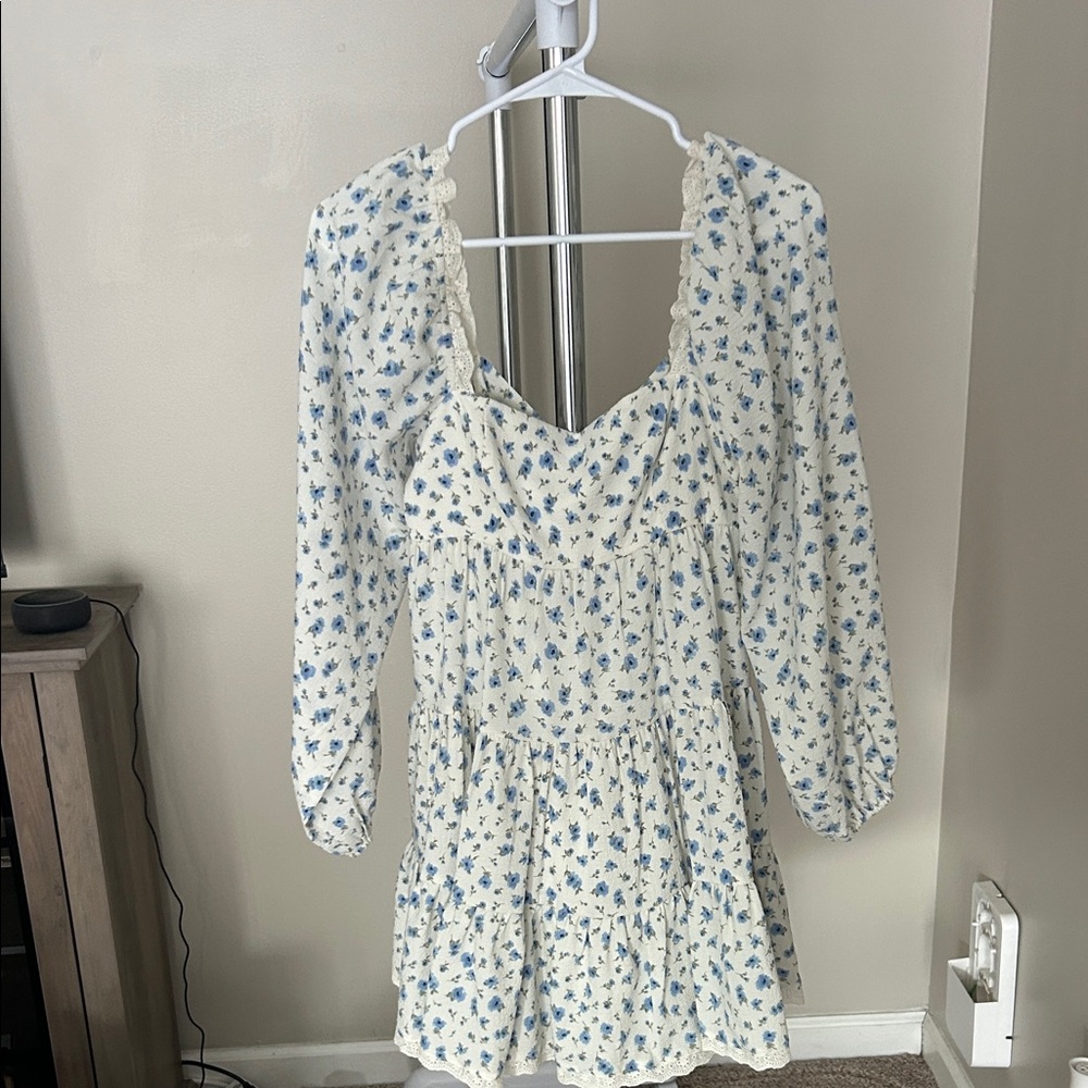 Altar'd State White and Blue Floral Dress